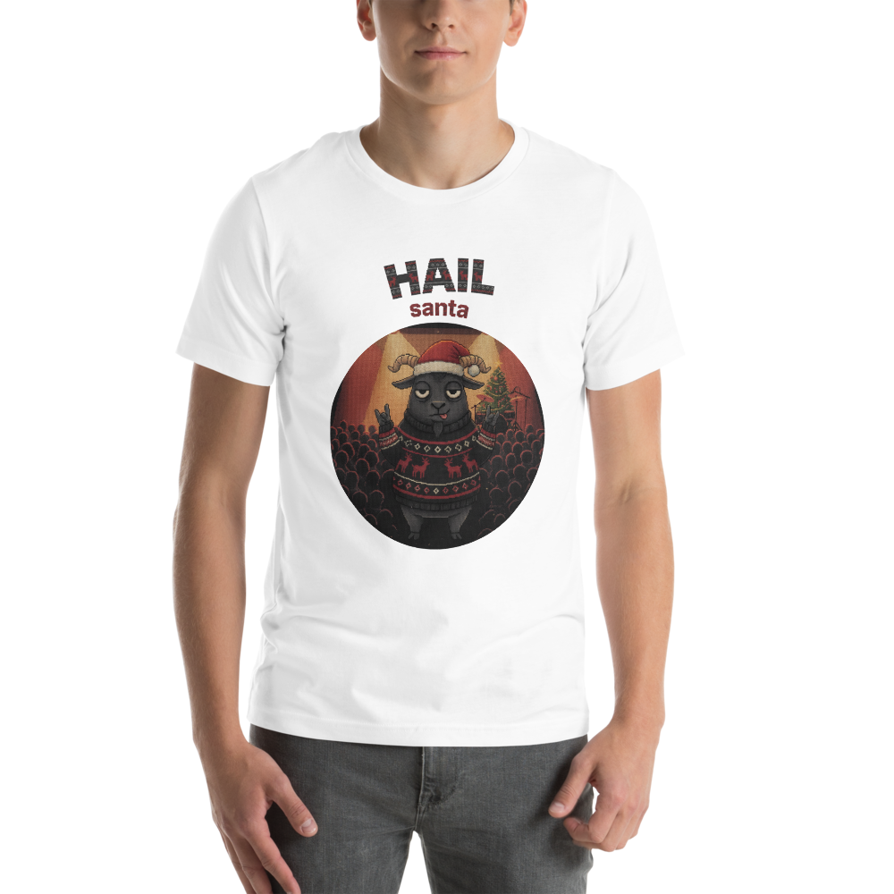 Hail Santa Ugly Christmas Tee โ Pure White model