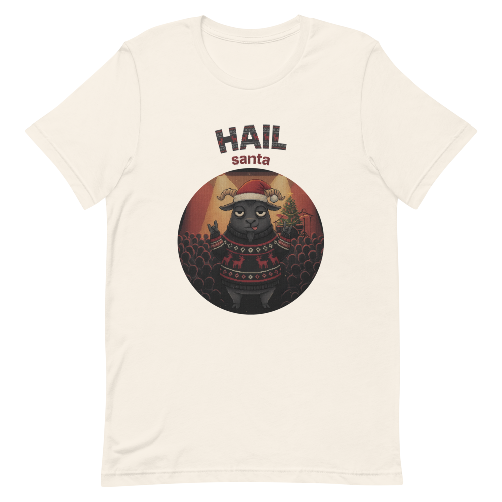 Hail Santa Ugly Christmas Tee โ Vintage White flat