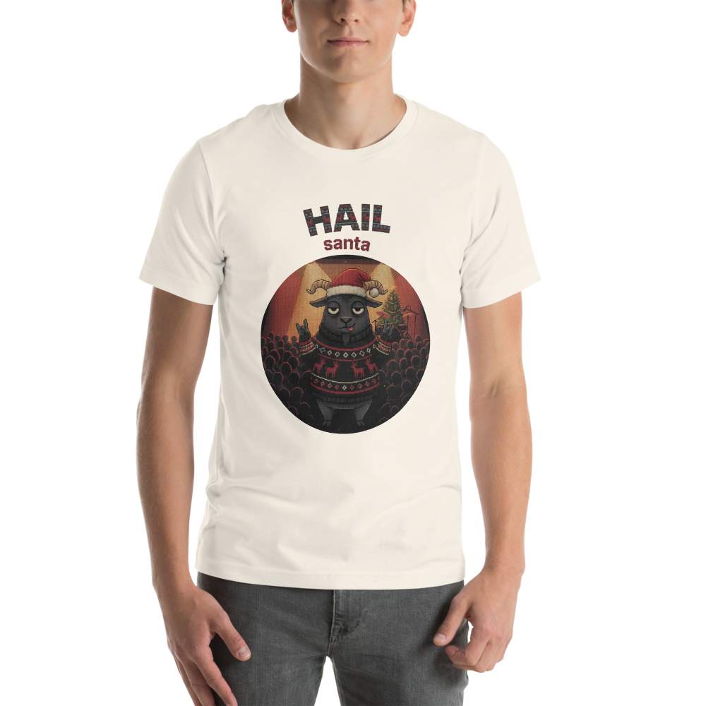 Hail Santa Ugly Christmas Tee โ Vintage White model
