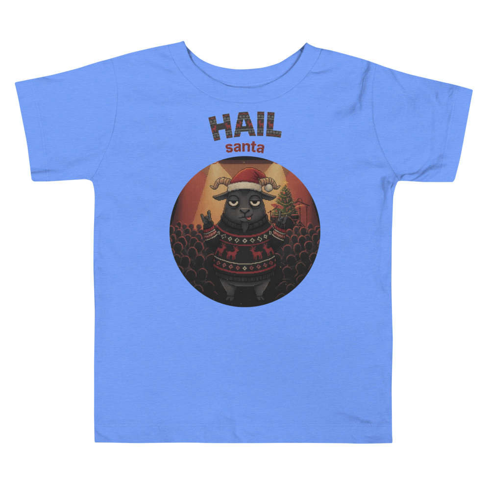 Hail Santa Toddler Ugly Christmas Tee โ Blue flat