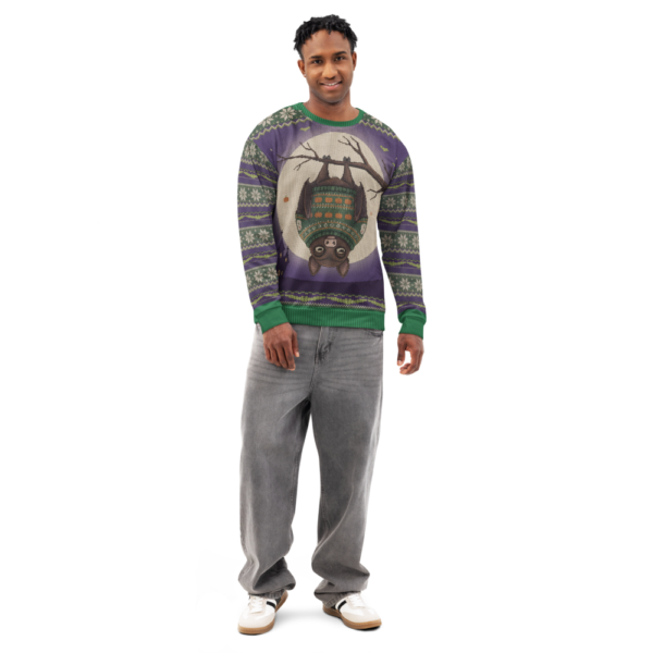 Hang In There all-over-print sweatshirt on a model, front view