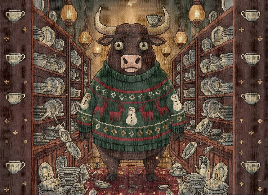 Bull In A China Shop, as printed on the sweatshirt