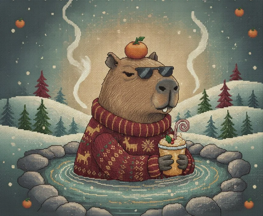 Chill Capybara, as printed on the sweatshirt