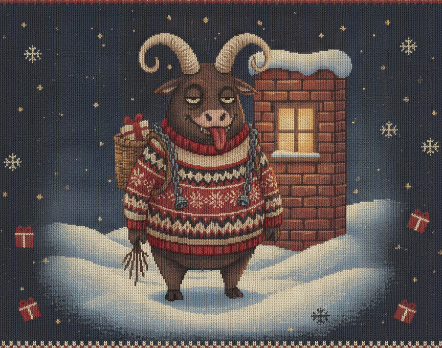 Krampus, as printed on the sweatshirt