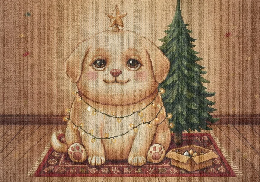 Merry Woofmas, as printed on the sweatshirt