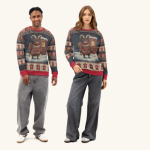 Krampus Matching Ugly Christmas Sweaters for Couples | Two Sweatshirts