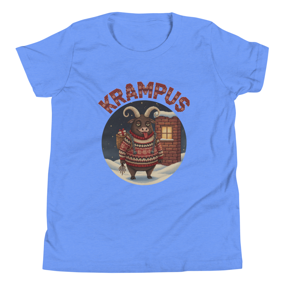 Krampus Kids' Ugly Christmas Tee — Blue flat