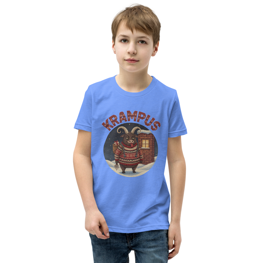 Krampus Kids' Ugly Christmas Tee — Blue model