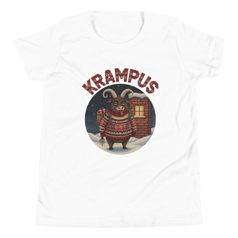 Krampus Kids' Ugly Christmas Tee — Pure White flat