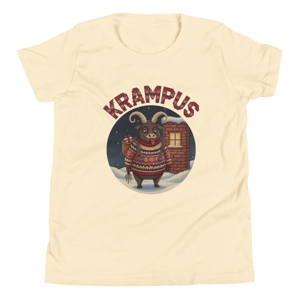 Krampus Kids' Ugly Christmas Tee — Vintage White flat