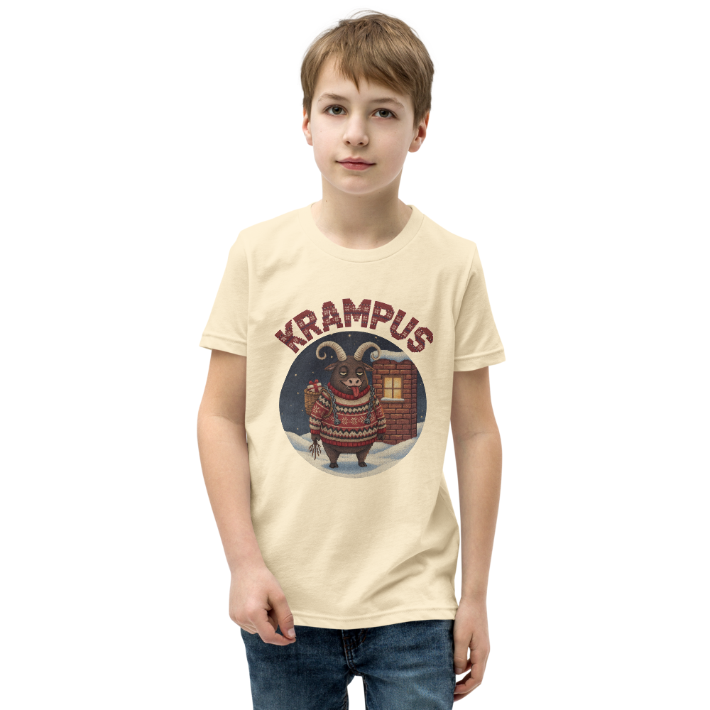 Krampus Kids' Ugly Christmas Tee — Vintage White model