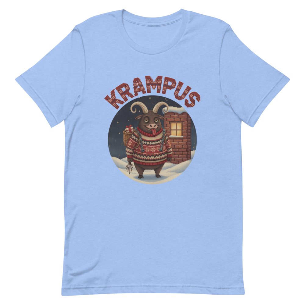 Krampus Ugly Christmas Tee โ Blue flat