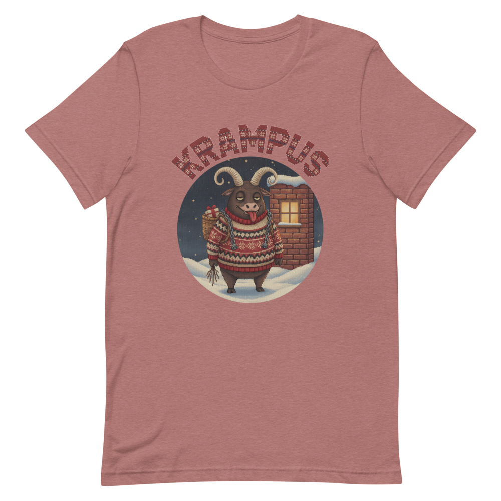 Krampus Ugly Christmas Tee โ Mauve flat