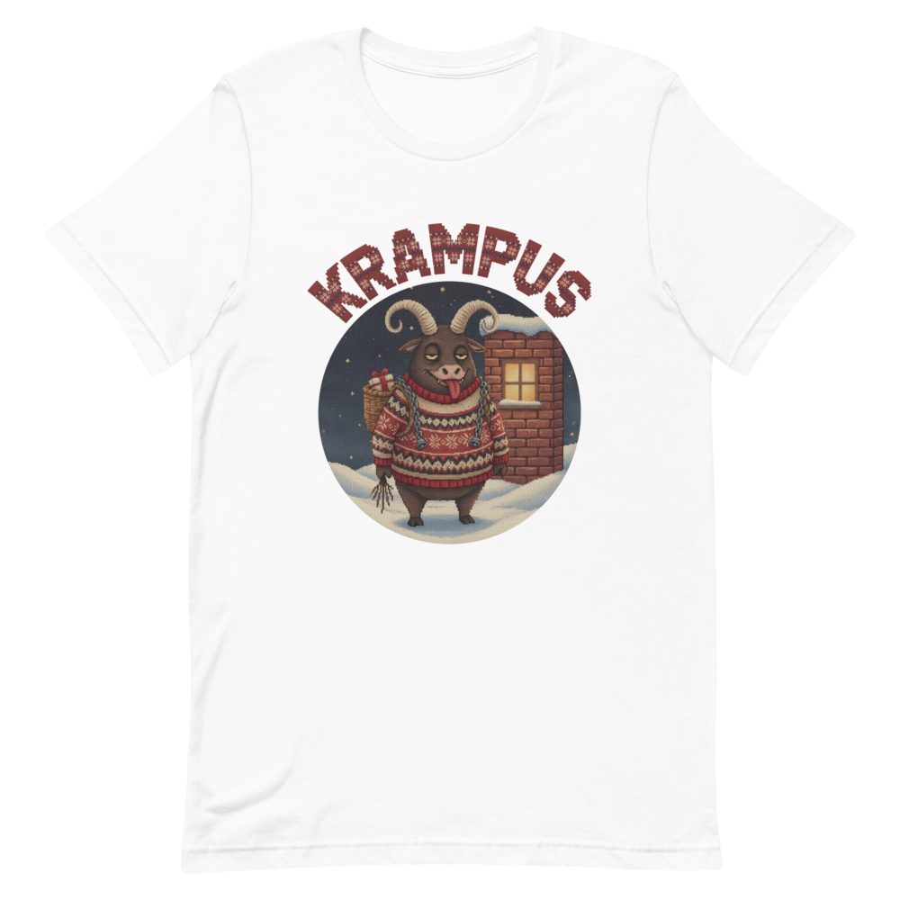 Krampus Ugly Christmas Tee โ Pure White flat