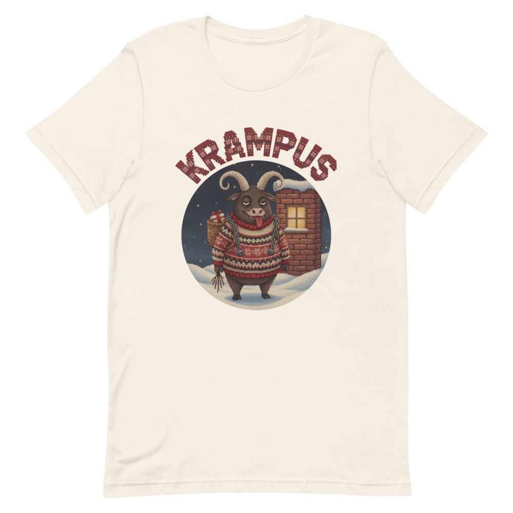 Krampus Ugly Christmas Tee โ Vintage White flat