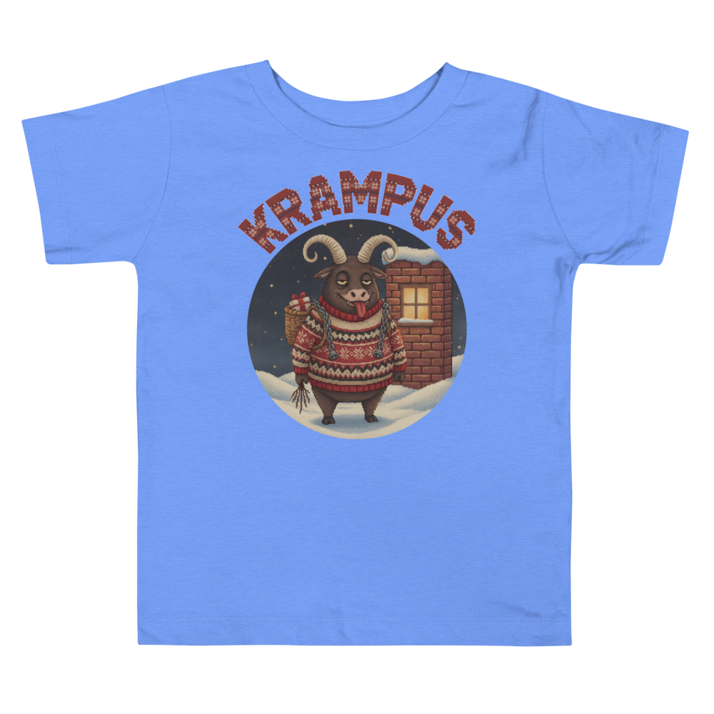 Krampus Toddler Ugly Christmas Tee โ Blue flat