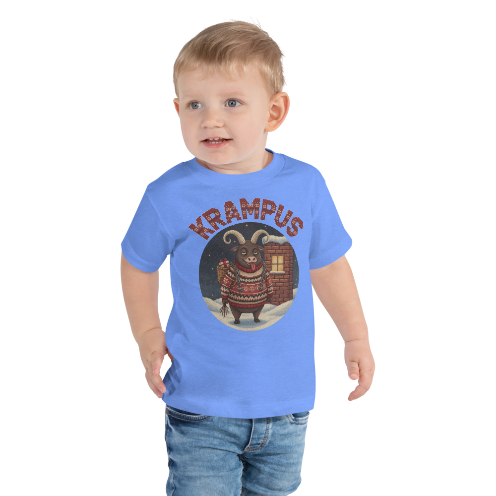 Krampus Toddler Ugly Christmas Tee โ Blue model