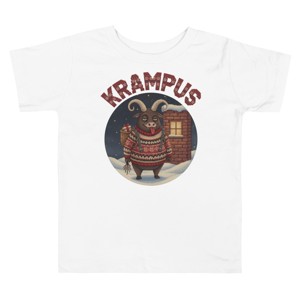 Krampus Toddler Ugly Christmas Tee โ Pure White flat