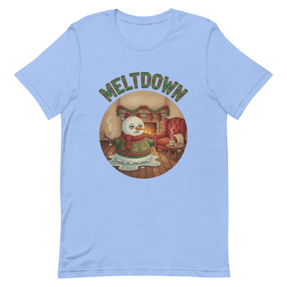 Meltdown Ugly Christmas Tee, Blue flat