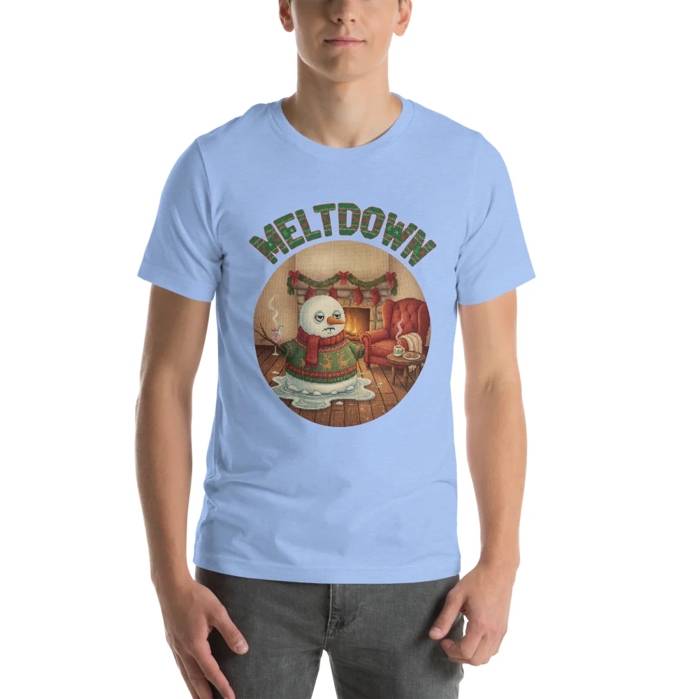 Meltdown Ugly Christmas Tee, Blue model