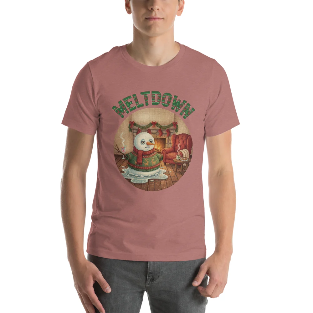 Meltdown Ugly Christmas Tee, Mauve model