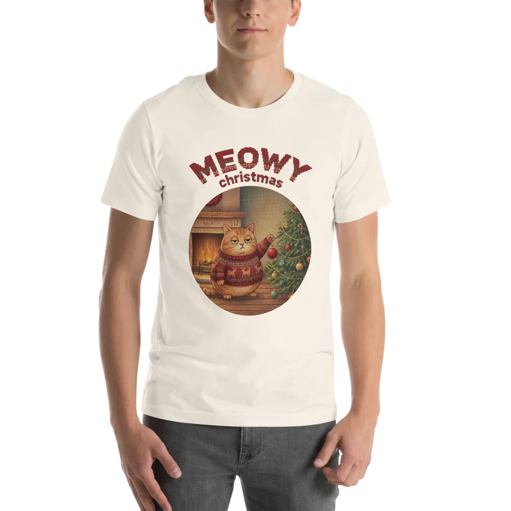Meowy Christmas Ugly Christmas Tee, Vintage White model
