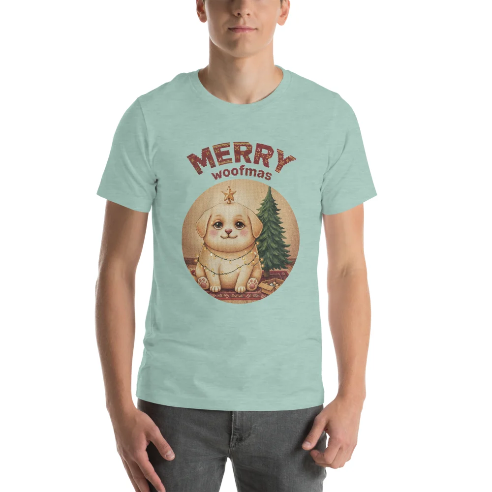 Merry Woofmas Ugly Christmas Tee - Green model