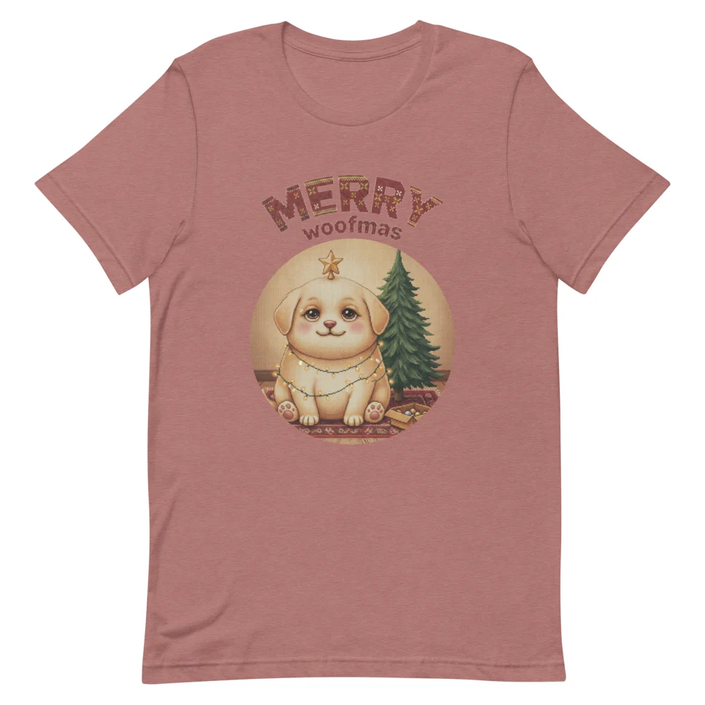 Merry Woofmas Ugly Christmas Tee - Mauve flat