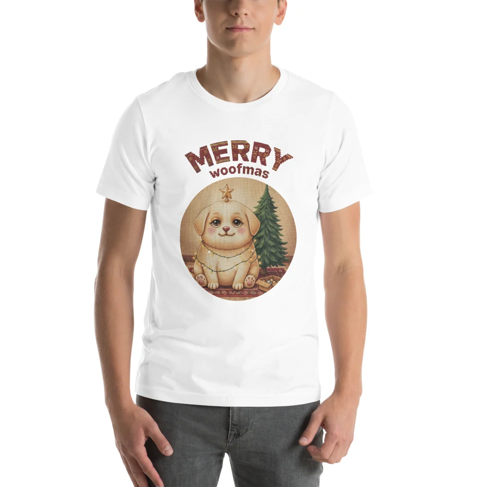 Merry Woofmas Ugly Christmas Tee, 27.99 US dollars