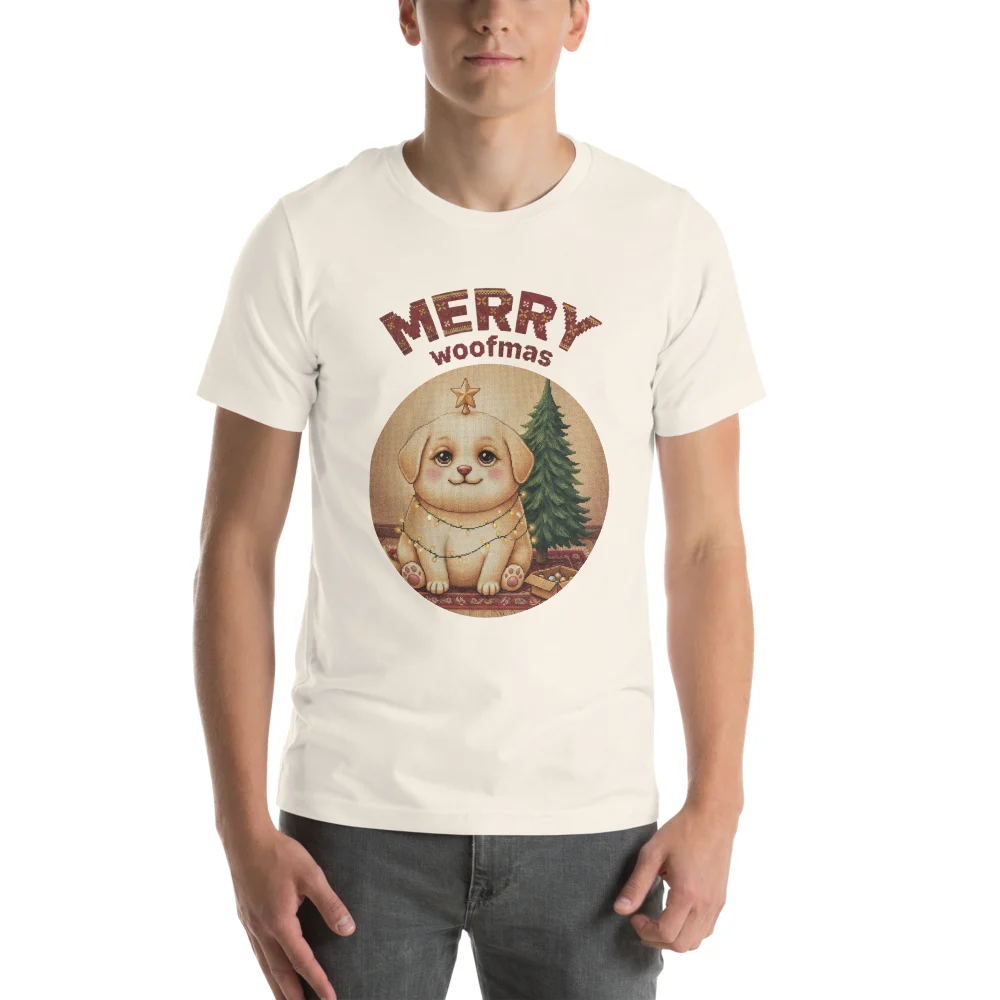 Merry Woofmas Ugly Christmas Tee - Vintage White model