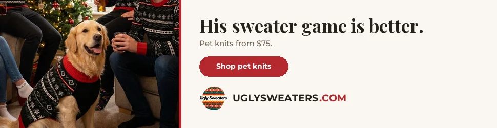 Knitted pet sweaters from $75. 15% commission.