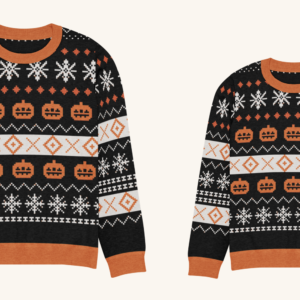 Pumpkin Halloween Couples Matching Set | Two Crews, One Pattern
