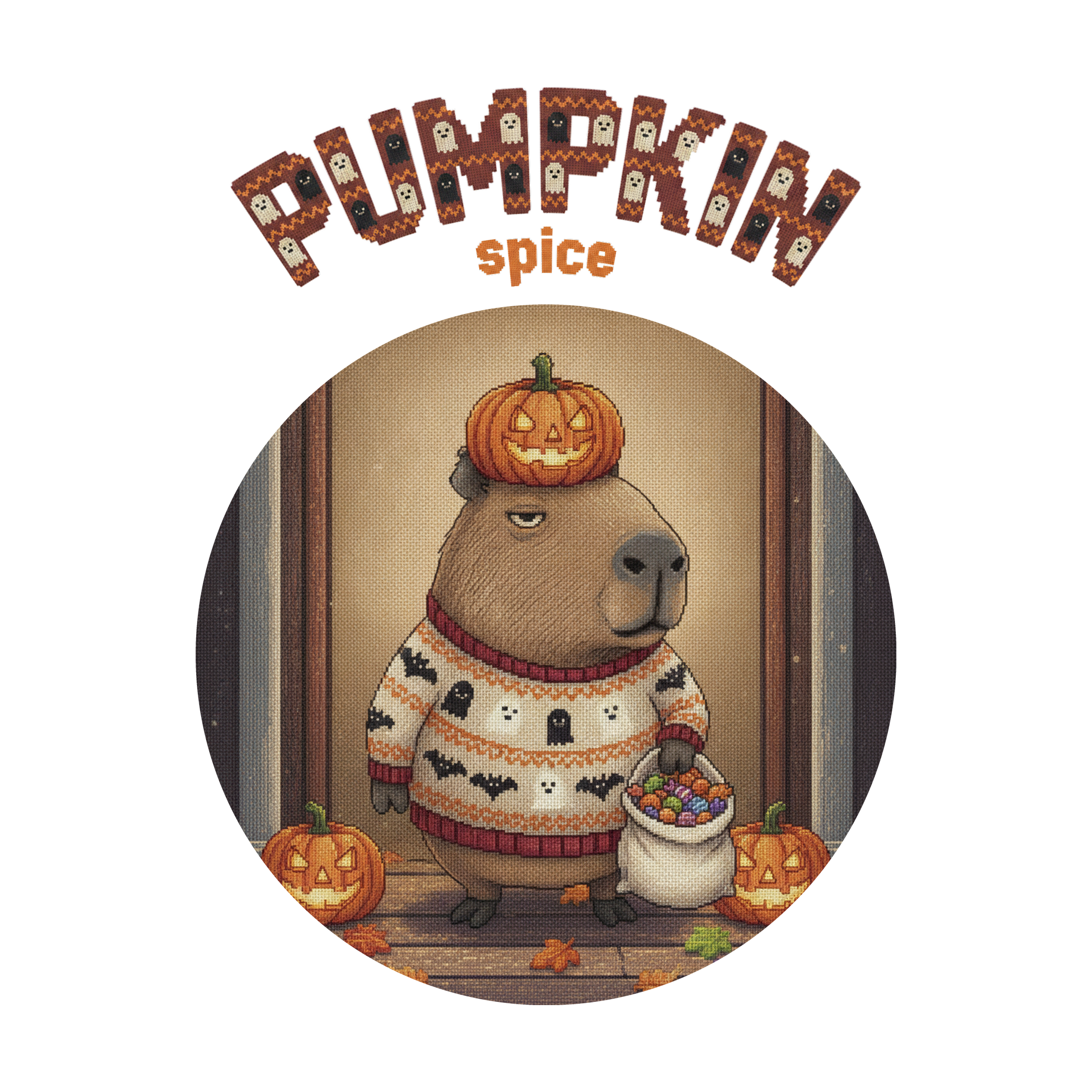 Pumpkin Spice Capybara Kids' Halloween Ugly Tee