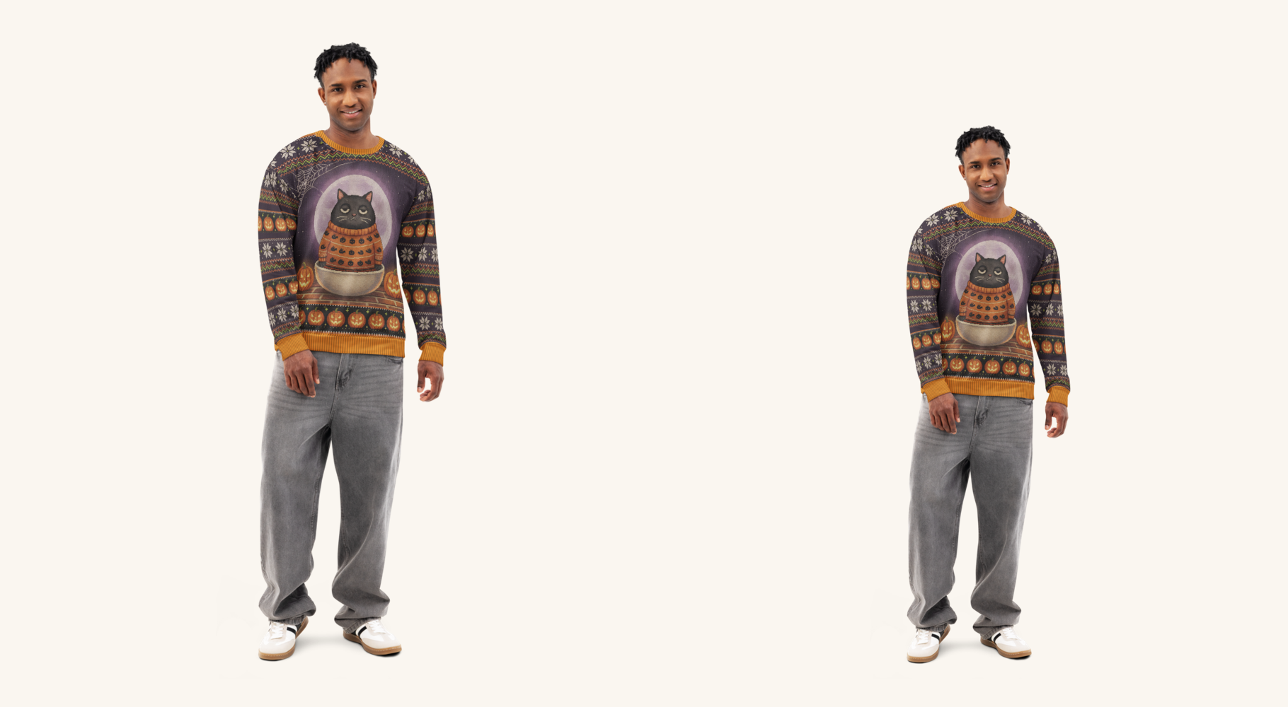Scaredy Cat couples sweatshirt set on two models