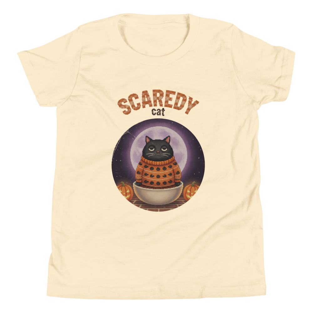 Scaredy Cat Kids' Halloween Ugly Tee — Vintage White flat