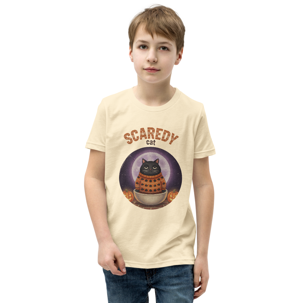 Scaredy Cat Kids' Halloween Ugly Tee — Vintage White model