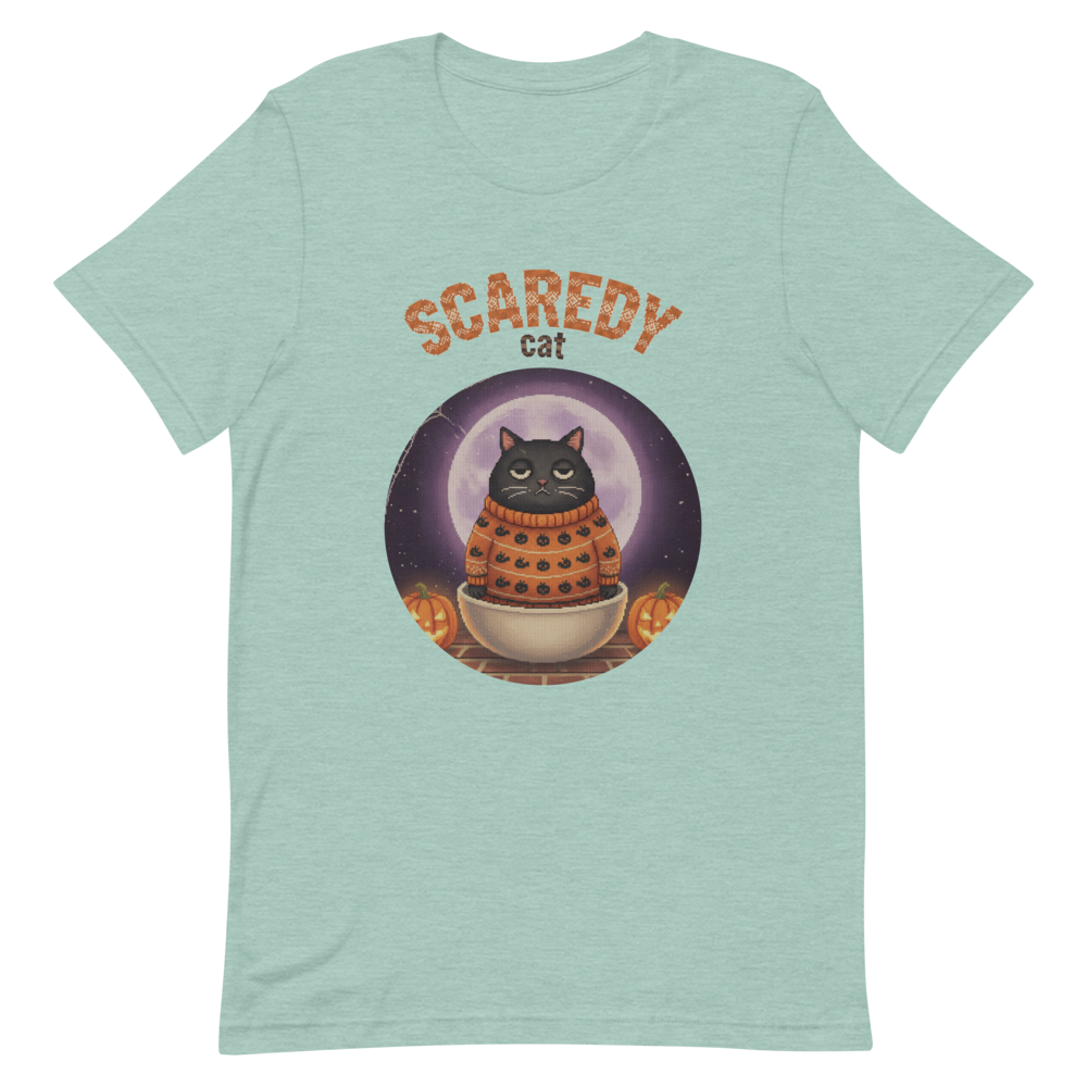 Scaredy Cat Halloween Ugly Tee โ Green flat