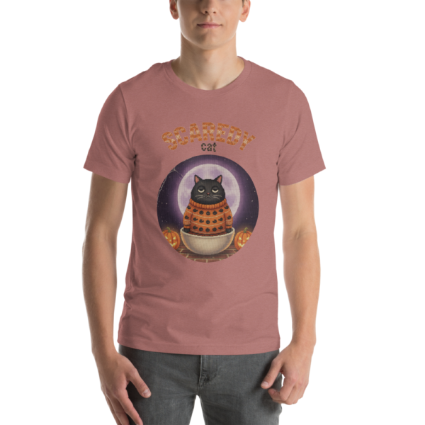 Scaredy Cat knitted-badge tee on a model