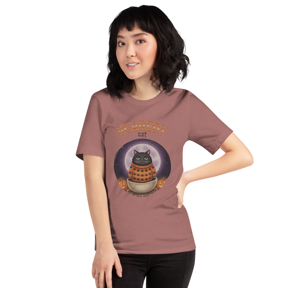 Scaredy Cat Tee mauve women model