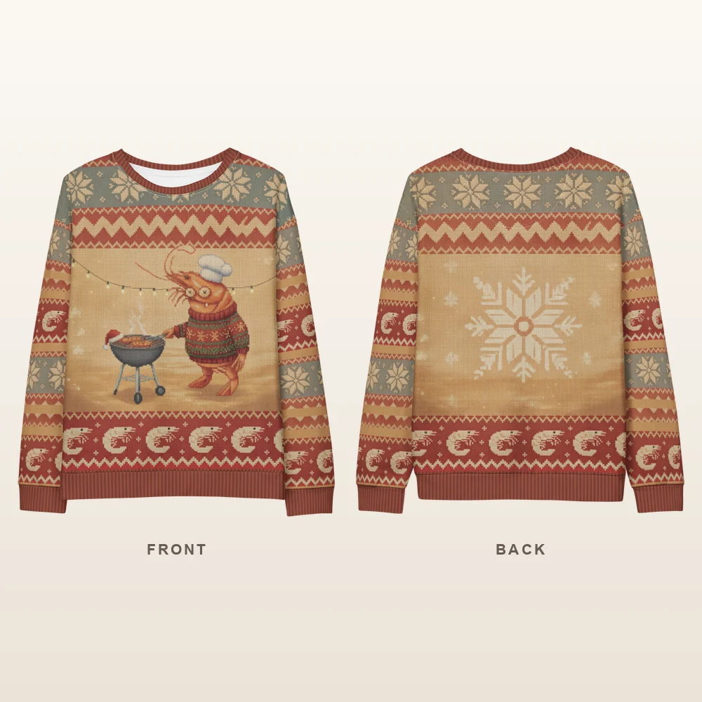 Shrimp on the Barbie Ugly Christmas Sweatshirt, All-Over Print