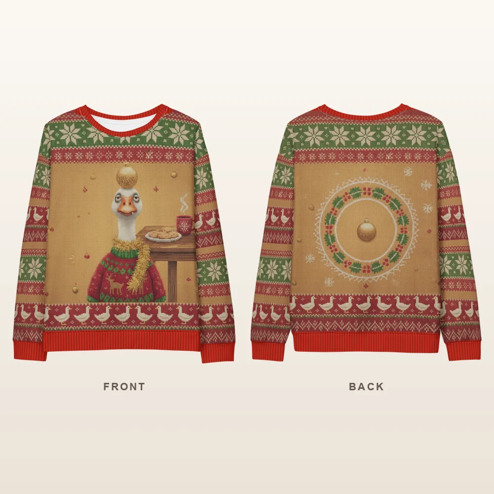 Silly Goose Ugly Christmas Sweatshirt, All-Over Print