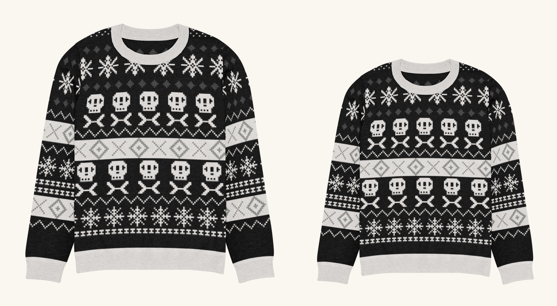 Skeleton Halloween Couples Matching Set | Two Crews, One Pattern