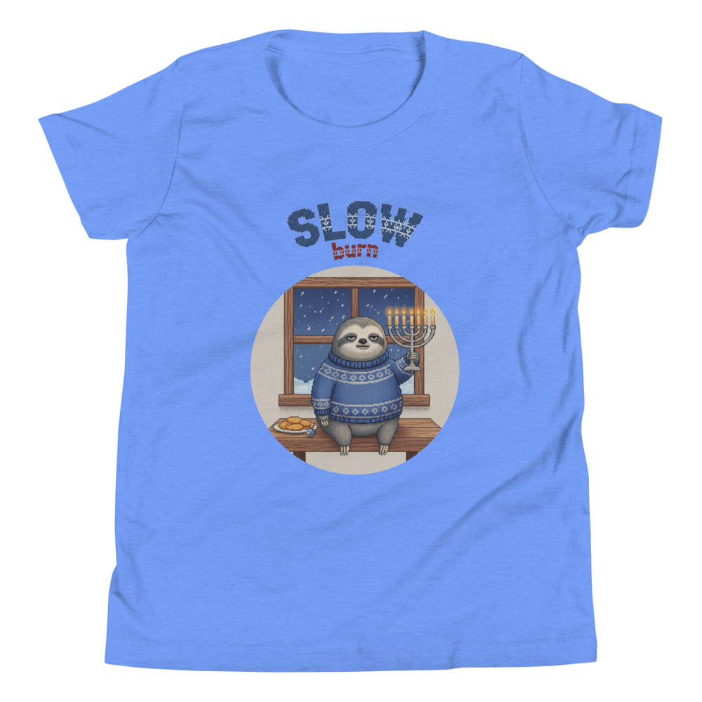 Slow Burn Kids' Ugly Christmas Tee — Blue flat