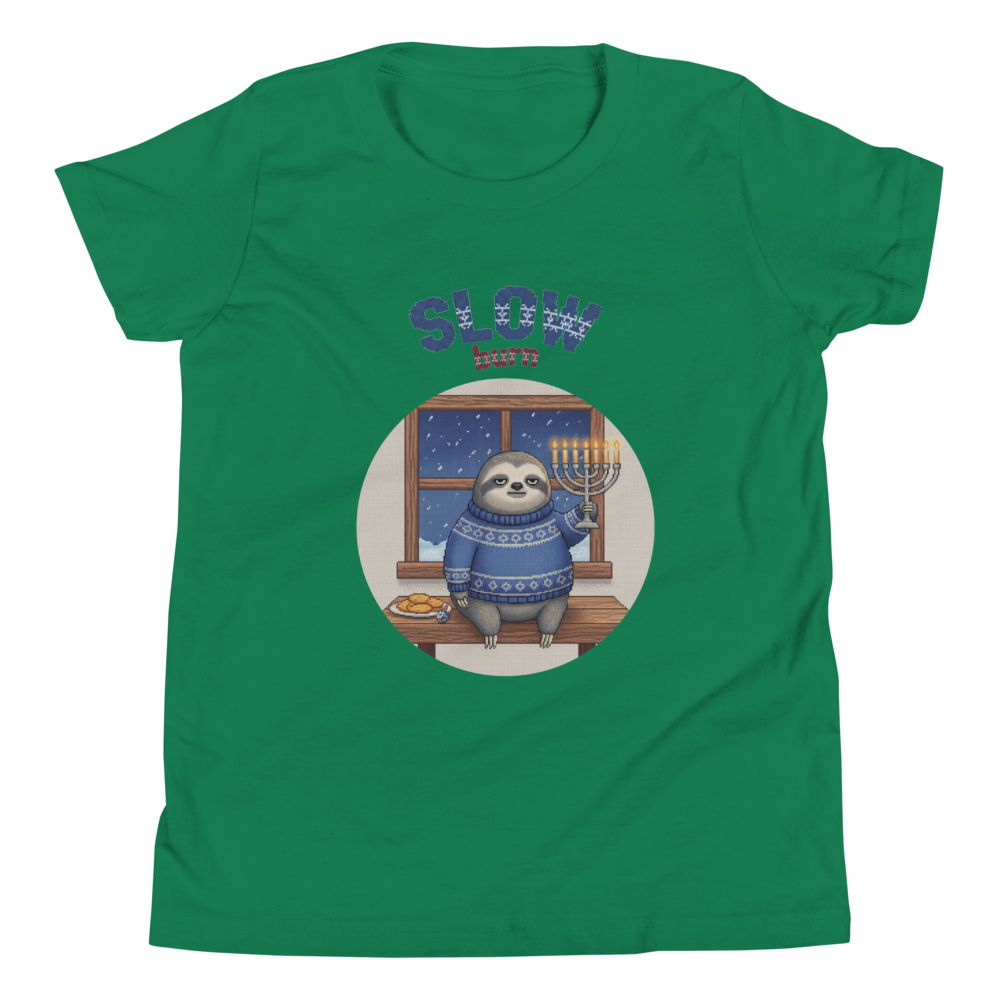 Slow Burn Kids' Ugly Christmas Tee — Green flat