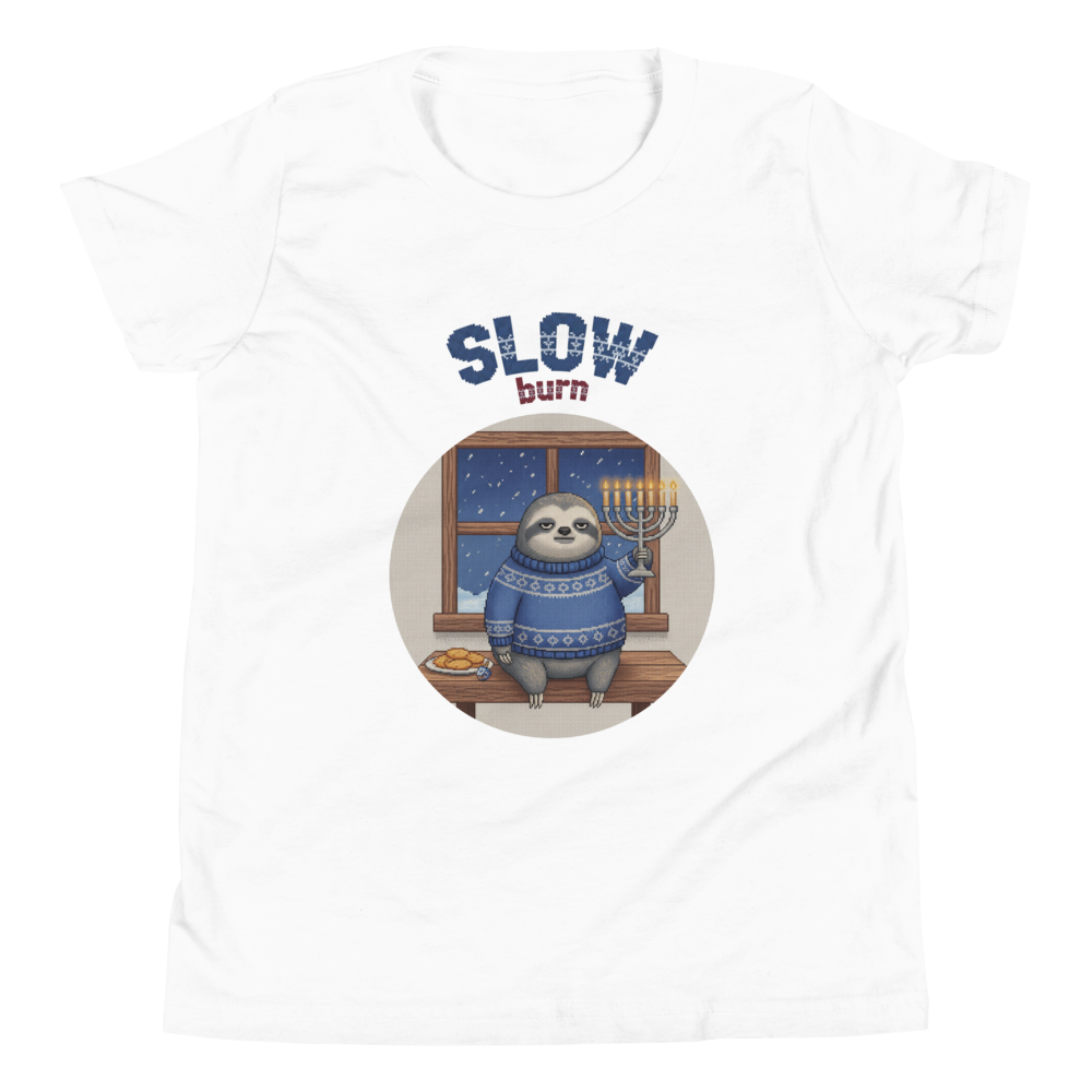 Slow Burn Kids' Ugly Christmas Tee — Pure White flat