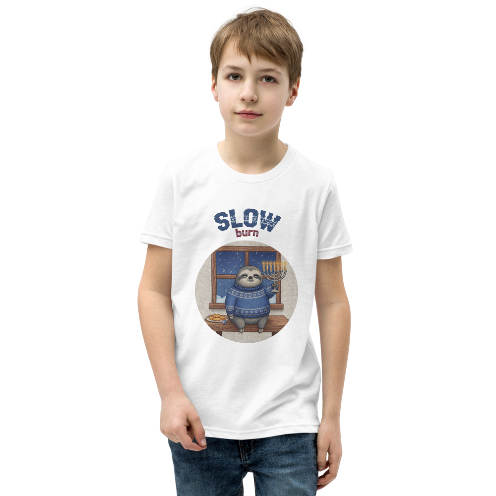 Slow Burn Kids' Ugly Christmas Tee — Pure White model