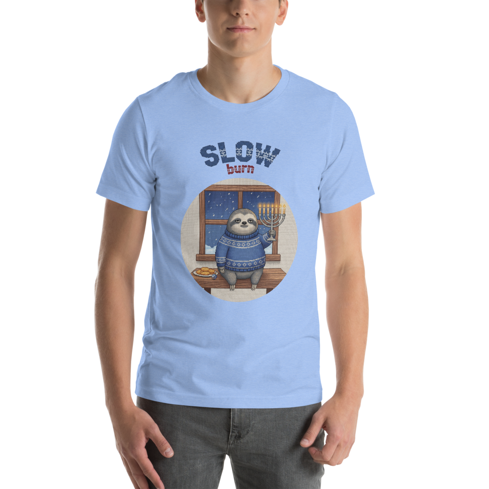 Slow Burn Ugly Christmas Tee โ Blue model
