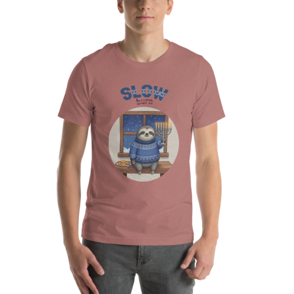 Slow Burn knitted-badge tee on a model