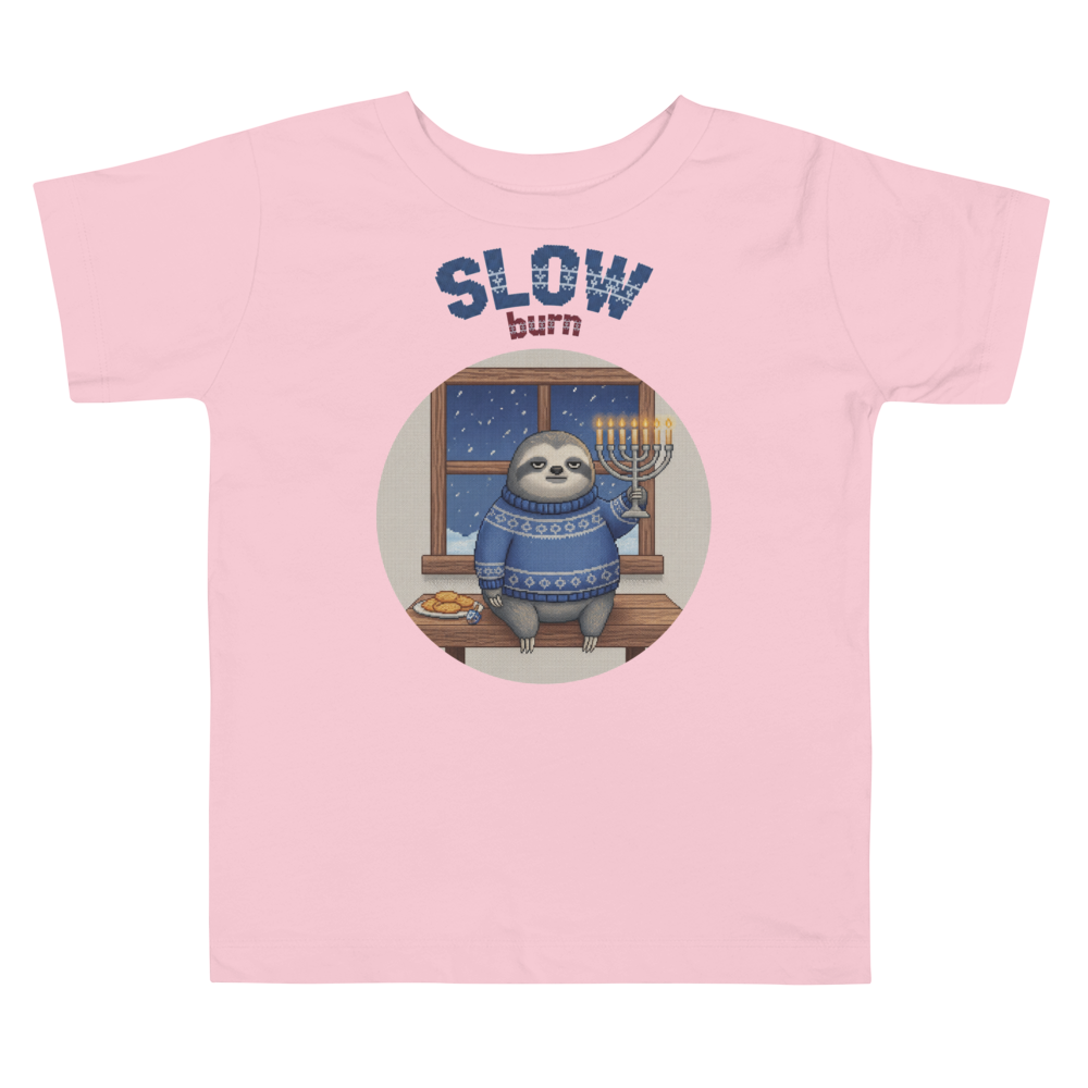 Slow Burn Toddler Ugly Christmas Tee โ Light Pink flat