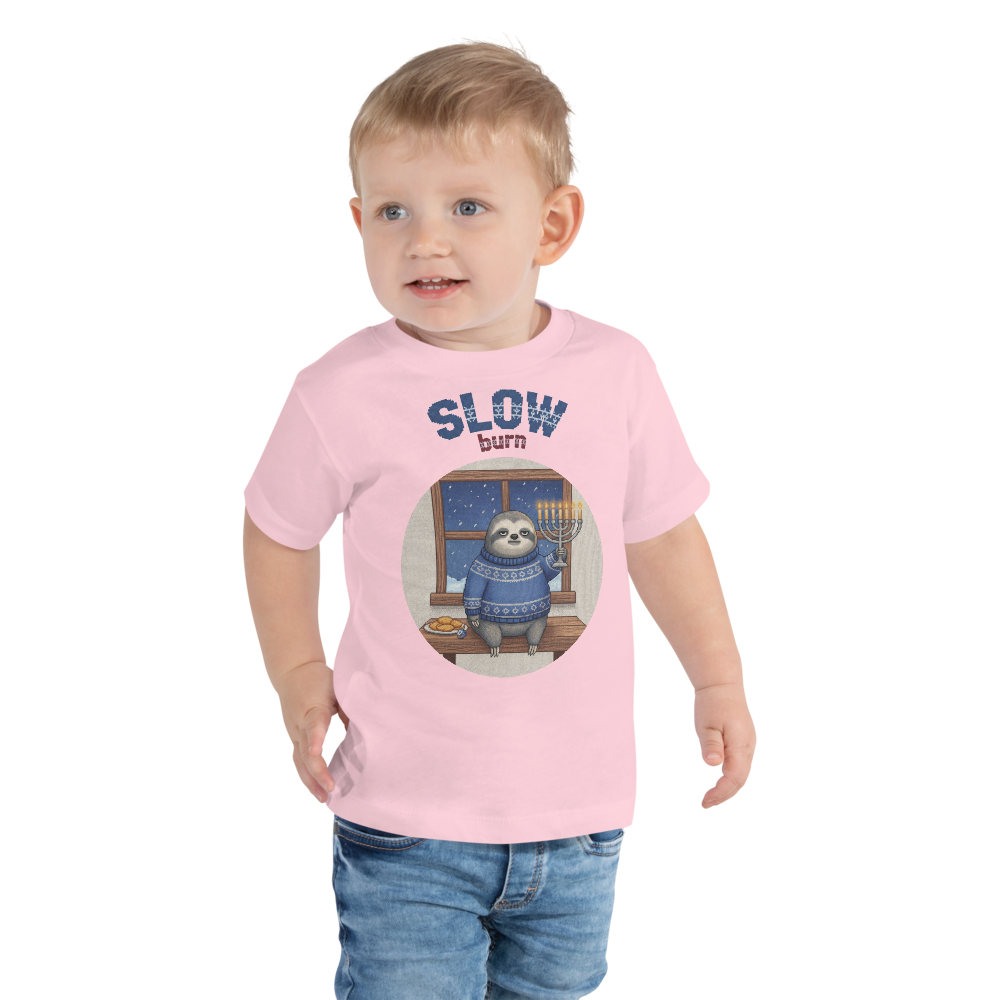 Slow Burn Toddler Ugly Christmas Tee โ Light Pink model